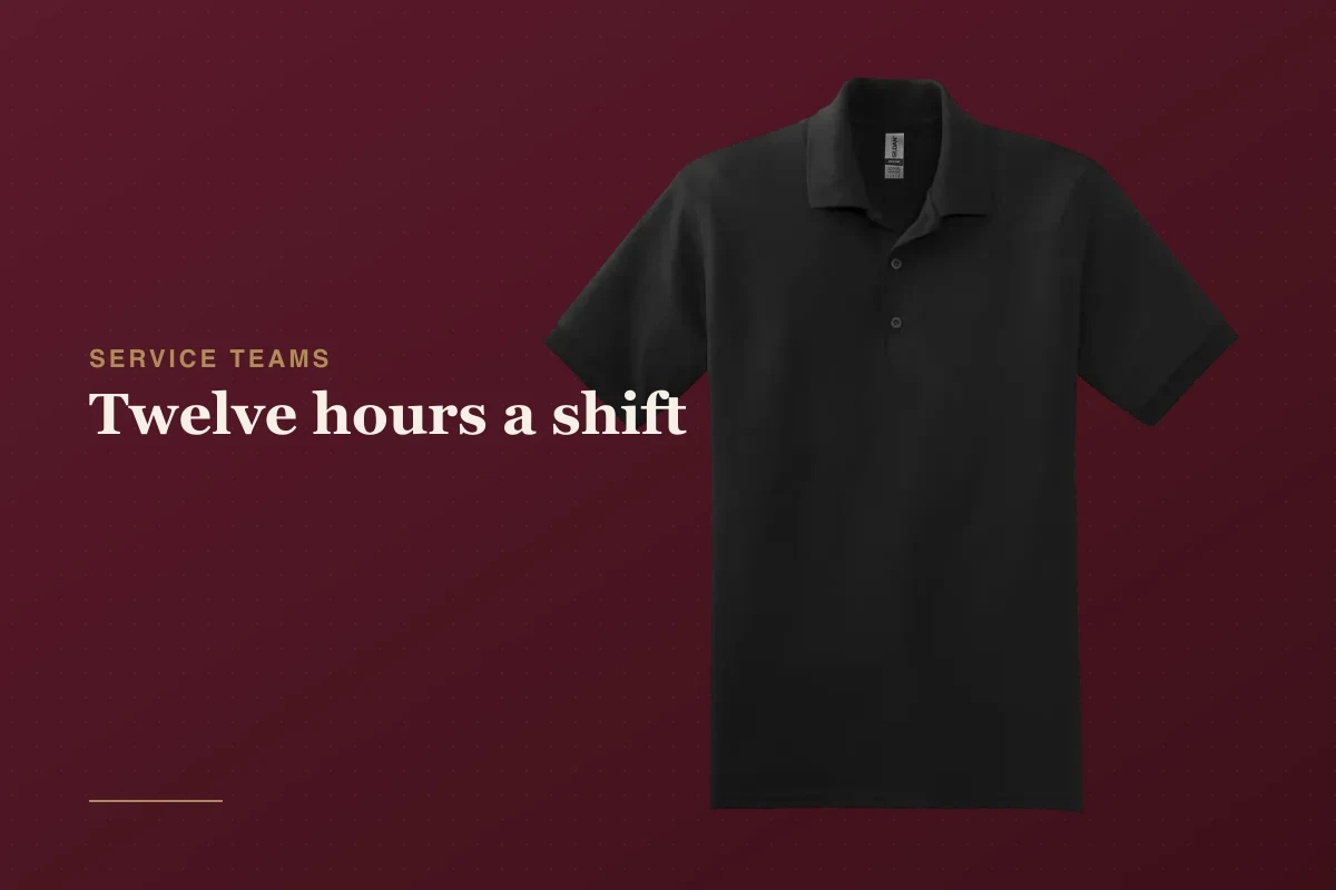 A Gildan 8800 polo for the service line